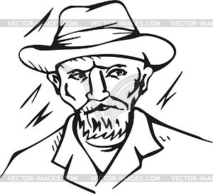 Self-Portrait; by Van Gogh - vector clipart