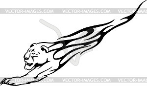 Panther flame - white & black vector clipart