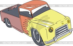 Vintage pickup flame - vector clip art