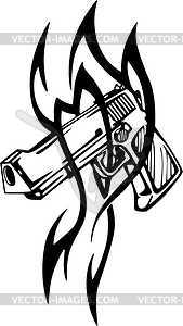 Pistol tribal tattoo - vector image