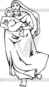 Sistine Madonna; by Raphael - vector clip art