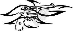 Revolver tribal tattoo - vector image