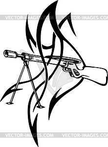 Rifle tribal tattoo - vector image