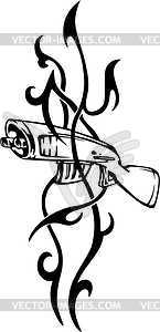 Rifle tribal tattoo - vector clipart