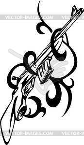 Rifle tribal tattoo - vector clipart