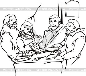 Four Philosophers; by Rubens - vector clipart