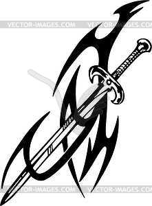 Sword tribal tattoo - vector image