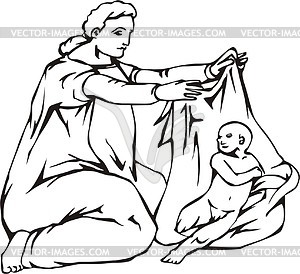 Adoration of the Shepherds; by Vasari - vector clipart