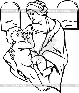 Madonna Litta; by Leonardo da Vinci - vector clipart