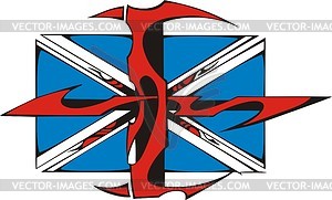 Union Jack tribal tattoo - color vector clipart