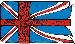Тату с британским флагом - векторная иллюстрация