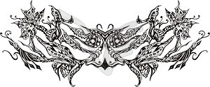 Symmetrical floral decoration - vector clipart