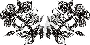 Symmetrical floral decoration - vector clipart