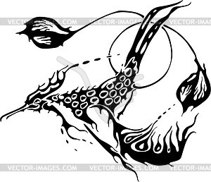 Bird flame tattoo - white & black vector clipart