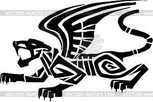 Winged panther tattoo - vector image