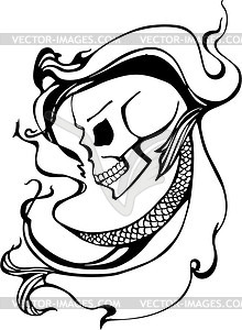 Skull tattoo - white & black vector clipart