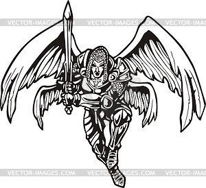 Angel warrior with a sword - vector clipart