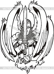 Knight angel with a sword - vector clipart