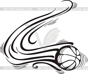 Флейм с  баскетбольным мячом - изображение в векторном формате