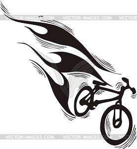 Флейм с велосипедом - векторизованное изображение клипарта