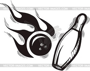 Bowling skittle flame - vector clip art