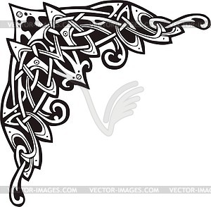 Кельтский уголок-орнамент - черно-белый векторный клипарт