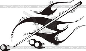 Pool cue flame - vector image