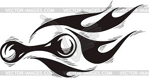 Dumbbell flame - white & black vector clipart