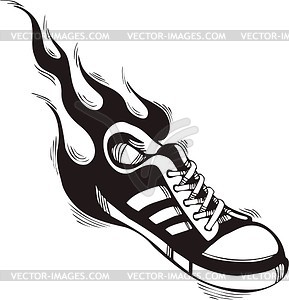 Gym shoes flame - vector clip art