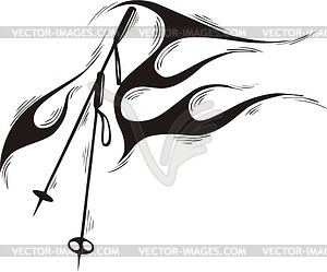 Ski sticks flame - vector clip art