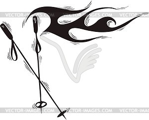 Ski sticks flame - vector clipart