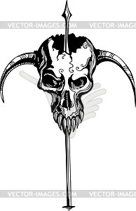 Skull tattoo - white & black vector clipart