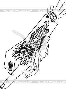 Cyborg's hand - vector clip art