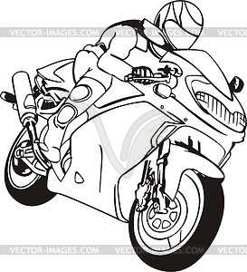 Motorcycle - white & black vector clipart