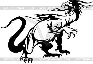 Dragon flame - white & black vector clipart