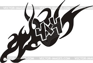 4x4 flame - vector image