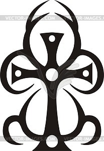 Tribal cross - white & black vector clipart