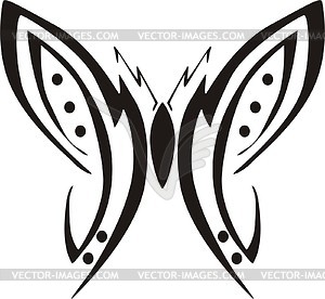 Symmetrical butterfly - white & black vector clipart