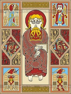 Св. Марк Евангелист (Codex St. Gallen) - векторный клипарт