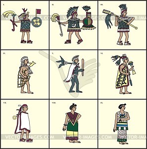 Aztec people - vector clipart