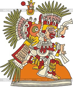 Tlahuizcalpantecuhtli - aztec god of morning star (planet Venus) - vector clipart