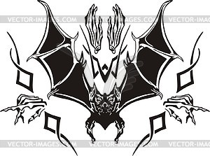Symmetrical bat tattoo - vector clipart