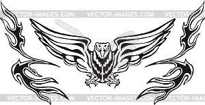 Symmetrical bird flame - vector clip art