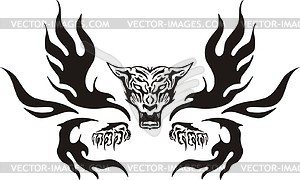 Symmetrical cat flame - vector clipart