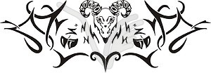 Symmetrical goat tattoo - vector clip art