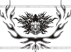 Симметричное тату лев - векторизованный клипарт