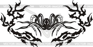 Symmetrical octopus tattoo - vector clipart