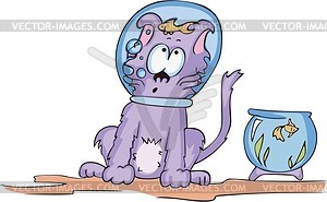 Humorous cat cartoon - vector clipart