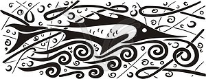 Ornamental fish pattern - royalty-free vector clipart