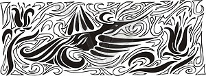 Ornamental bird pattern - vector clipart